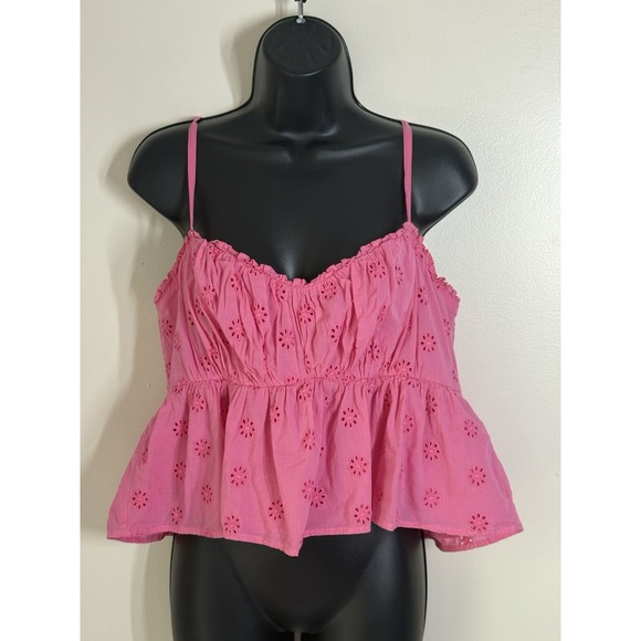 Hollister Co. Tops - Hollister Womens Top Size XL Pink Babydoll Fairy Eyelet Dainty Feminine Boho Y2K